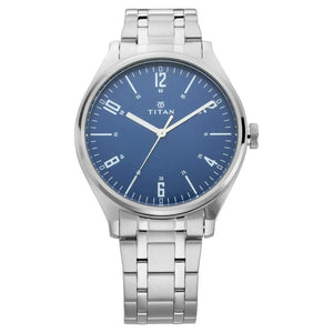 Titan Men's Minimalist Zen Watch: Sleek Metal Strap with Contrast Hands - 1802SM02 - KRISHNA WATCH COMPANY