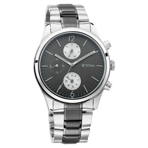 Titan Men's Metropolitan Charm: Men's Multifunctional Anthra Watch with Metallic Accents - 1805KM02 - KRISHNA WATCH COMPANY