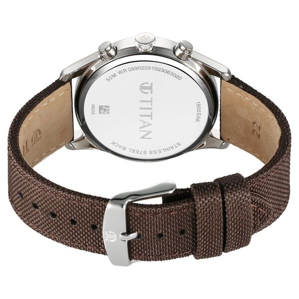 Titan Wrist Wit Quartz Analog with Day and Date Brown Dial Leather Strap Watch for Men 1805SL12