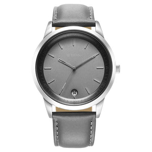 Titan Wrist Wit Quartz Analog with Date Grey Dial Leather Strap Watch for Men 1806SL13 - KRISHNA WATCH COMPANY