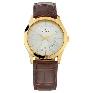 TITAN Silver Dial Leather Strap Watch 1823YL01 - KRISHNA WATCH COMPANY
