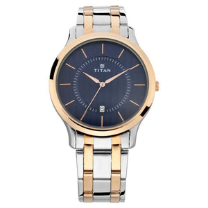 Titan Quartz Analog with Date Blue Dial Stainless Steel Strap Watch for Men NR1825KM01 - KRISHNA WATCH COMPANY
