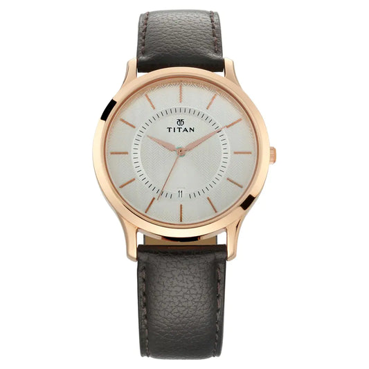 Titan Silver Dial Leather Strap Watch 1825WL01