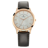 Titan Silver Dial Leather Strap Watch - 1825WL01