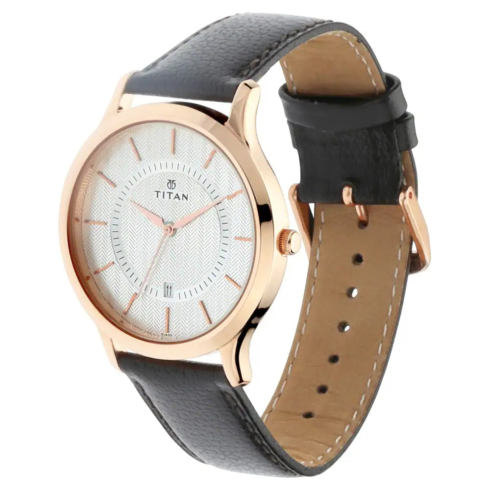 Titan Silver Dial Leather Strap Watch 1825WL01