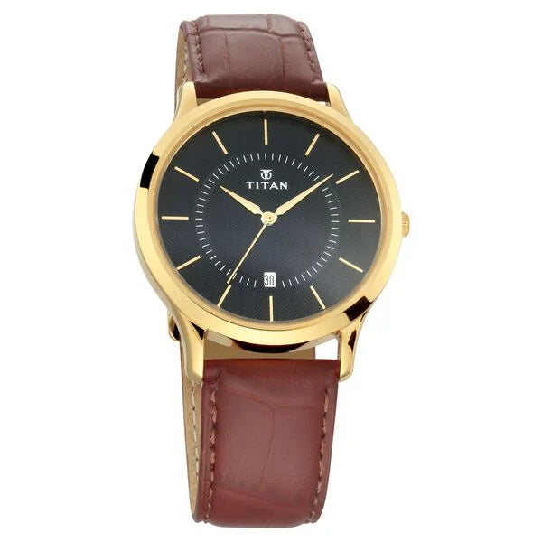 Titan Quartz Analog with Date Watch for Men - 1825YL01 - KRISHNA WATCH COMPANY