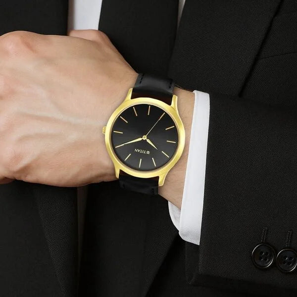 TITAN Karishma Radiance Black Dial Analog Watch for Men 1825YL03