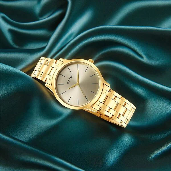 Titan Karishma Radiance Champagne Dial Analog Watch for Men - 1825YM08