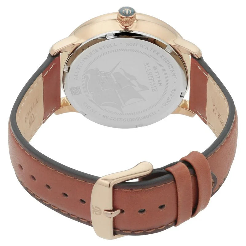 Titan Maritime Green Dial Analog Leather Strap watch for Men  1828QL01