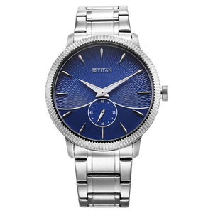Titan Regalia Opulent Quartz Analog Blue Dial Silver Stainless Steel Strap Watch for Men 1828sm02 - KRISHNA WATCH COMPANY