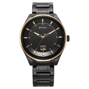 Titan Regalia Opulent Quartz Analog with Date Black Dial Black Stainless Steel Strap Watch for Men 1829km04 - KRISHNA WATCH COMPANY