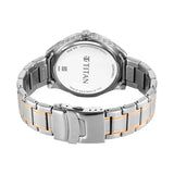 Titan Regalia Opulent Offset Second Hand White Dial Rose Gold Bimetal Strap Watch For Men 1829km08