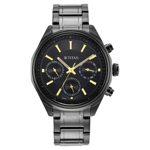 TITAN Regalia Opulent Black Dial Silver Stainless Steel Strap Watch NP1829NM02 - KRISHNA WATCH COMPANY