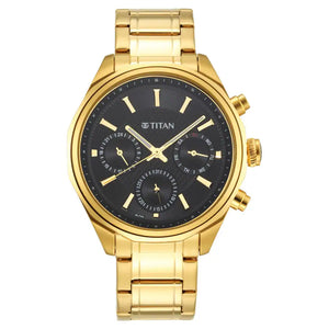 Titan Regalia Opulent Black Dial Silver Stainless Steel Strap Watch NP1829YM01 - KRISHNA WATCH COMPANY