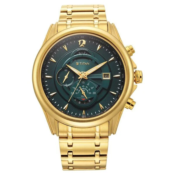 Titan Regalia Premium Green Chrono Stainless Steel Strap watch for Men 1830ym02
