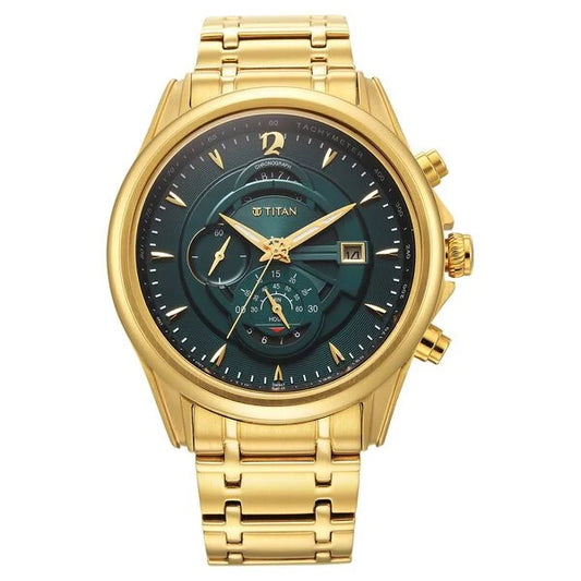 Titan Regalia Premium Green Chrono Stainless Steel Strap watch for Men 1830ym02