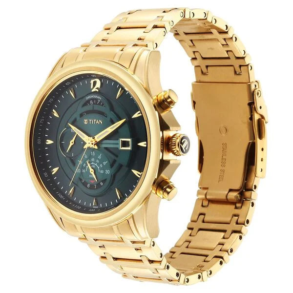 Titan Regalia Premium Green Chrono Stainless Steel Strap watch for Men 1830ym02