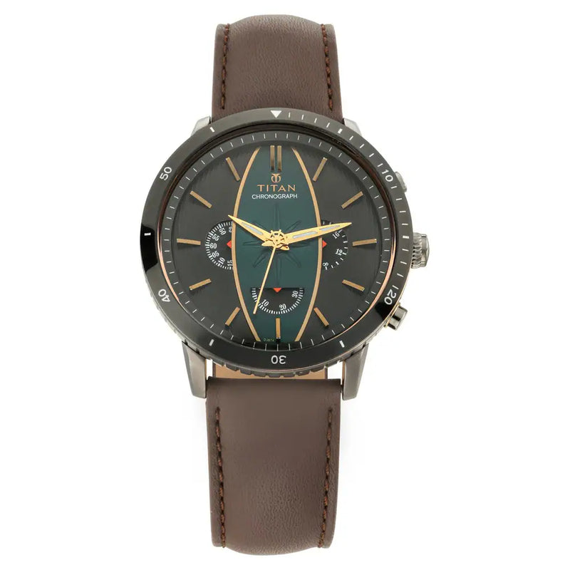 Titan Caravel from Maritime - Chronograph Watch with Tungsten bezel ring NP1832KL01 - KRISHNA WATCH COMPANY