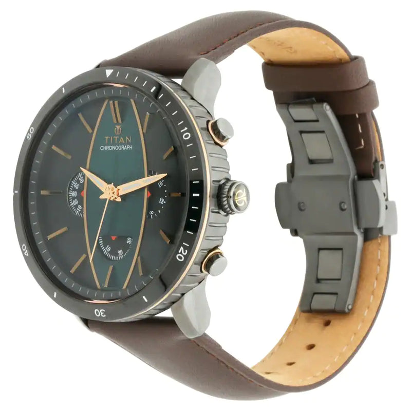 Titan Caravel from Maritime - Chronograph Watch with Tungsten bezel ring NP1832KL01 - KRISHNA WATCH COMPANY