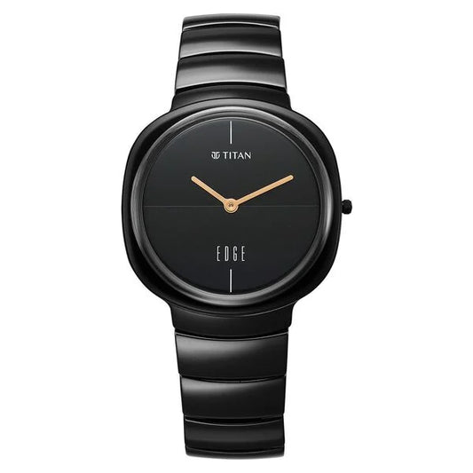 Titan Edge Squircle Black Dial Ceramic Strap Watch 1841NC01