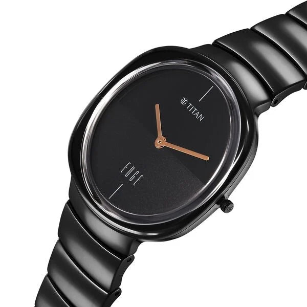 Titan Edge Squircle Black Dial Ceramic Strap Watch 1841NC01