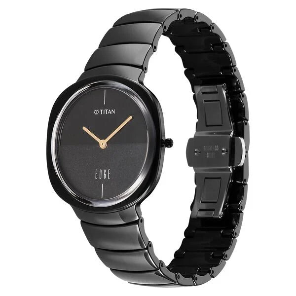 Titan Edge Squircle Black Dial Ceramic Strap Watch 1841NC01