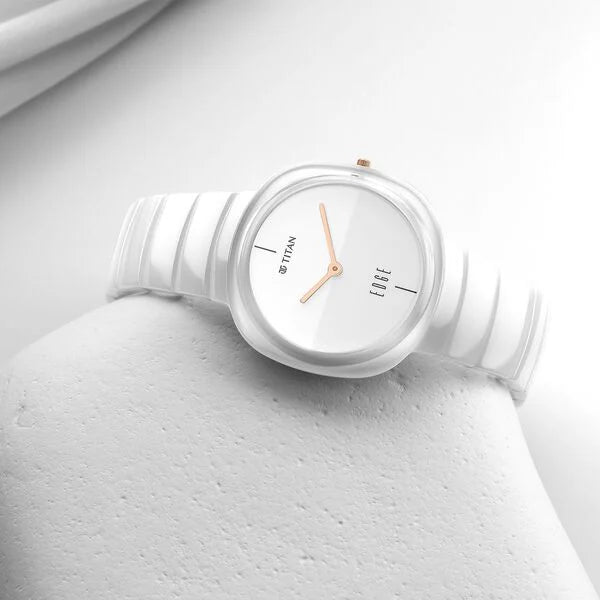 TITAN Edge Squircle White Dial Ceramic Strap Watch for Men - 1841QC03 - KRISHNA WATCH COMPANY
