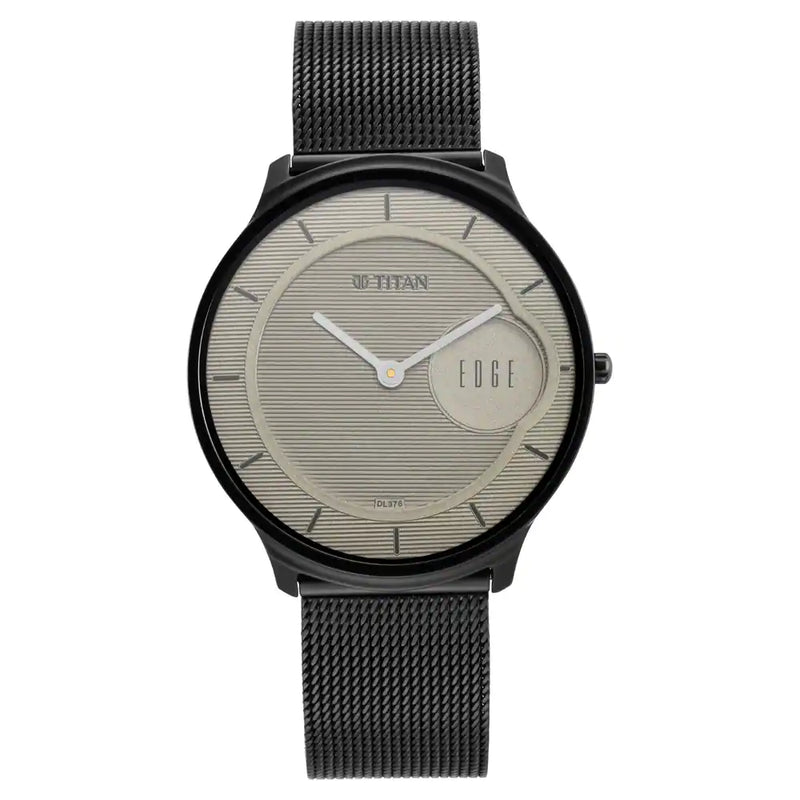 Titan Edge Baseline Watch with Beige Dial & Black Stainless Steel Strap 1843NM01 / NS1843NM01