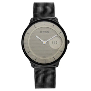 Titan Edge Baseline Watch with Beige Dial & Black Stainless Steel Strap 1843NM01 / NS1843NM01 - KRISHNA WATCH COMPANY