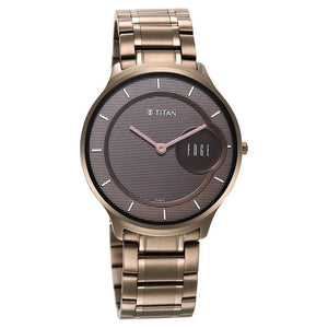Titan Edge Baseline Grey Dial Analog Stainless Steel Strap watch for Men - 1843QM02 - KRISHNA WATCH COMPANY