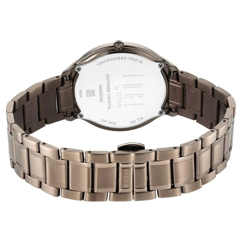 Titan Edge Baseline Grey Dial Analog Stainless Steel Strap watch for Men - 1843QM02 - KRISHNA WATCH COMPANY