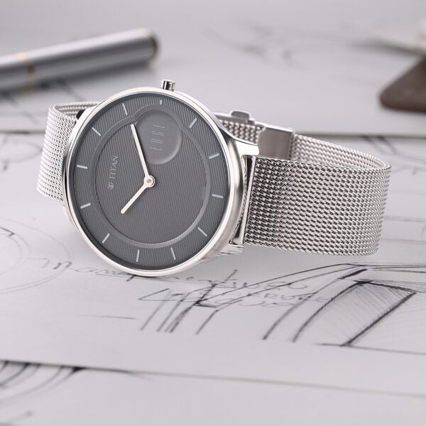 Titan Minimals Grey Dial Analog Stainless Steel Strap Watch for Men 1843sm01 - KRISHNA WATCH COMPANY