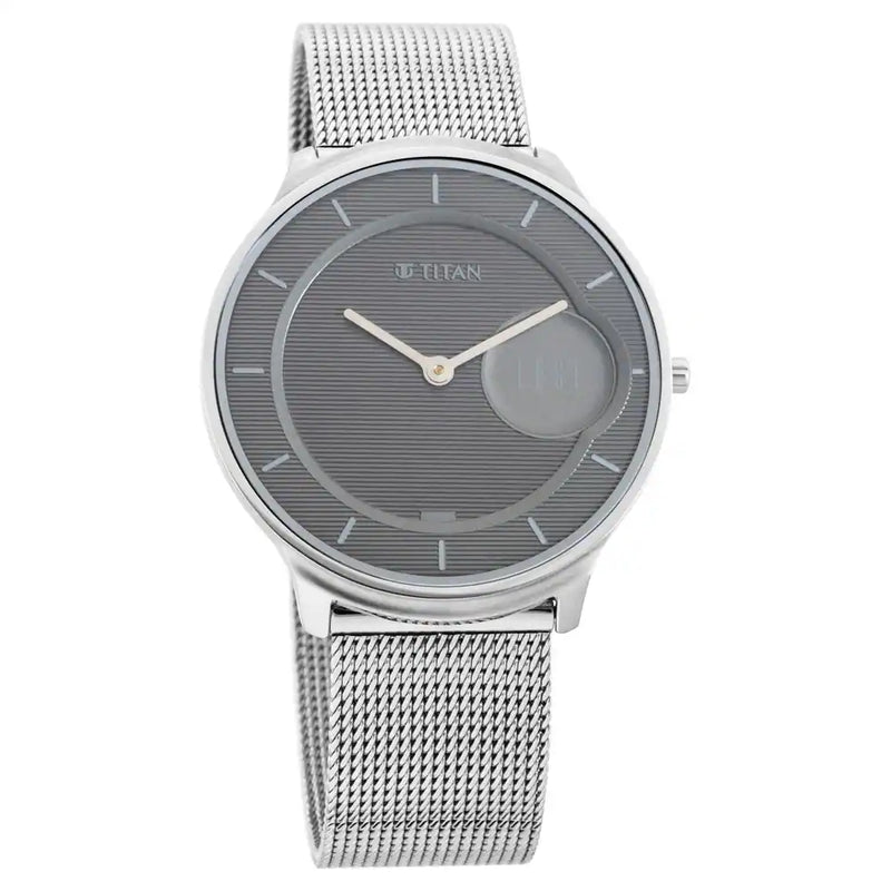 TITAN Edge Watch with Grey dial in steel case and mesh strap NQ1843SM01 - KRISHNA WATCH COMPANY