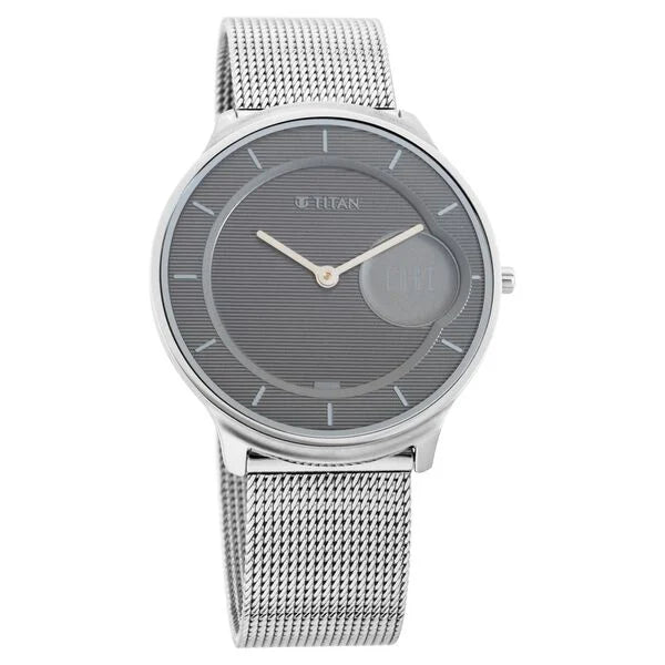Titan Minimals Grey Dial Analog Stainless Steel Strap Watch for Men  1843sm01