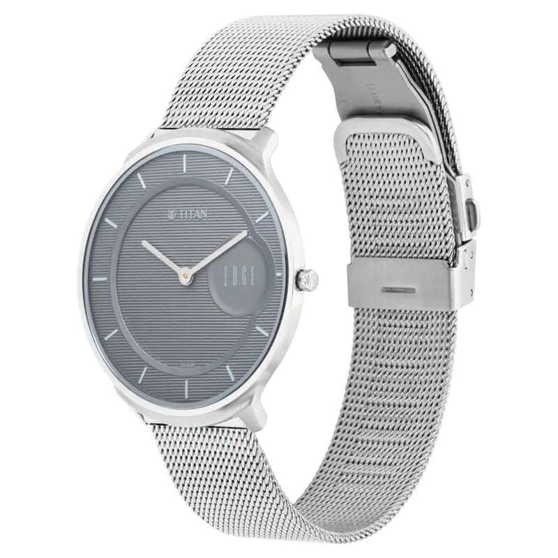 TITAN Edge Watch with Grey dial in steel case and mesh strap NQ1843SM01 - KRISHNA WATCH COMPANY