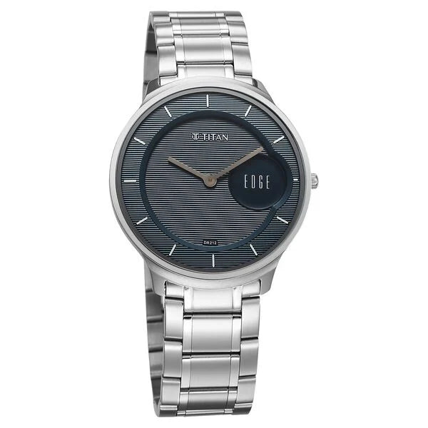 Titan Edge Murals Quartz Analog Blue Dial Stainless Steel Strap Watch For Men 1843sm03