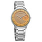 Titan Edge Murals Quartz Analog Yellow Dial Stainless Steel Strap Watch For Men 1843sm05