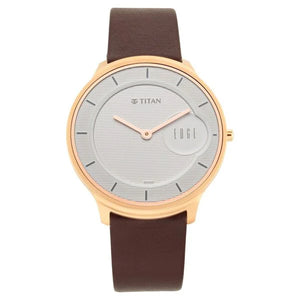 Titan Edge Quartz Analog White Dial Leather Strap Watch for Men - 1843WL01 - KRISHNA WATCH COMPANY