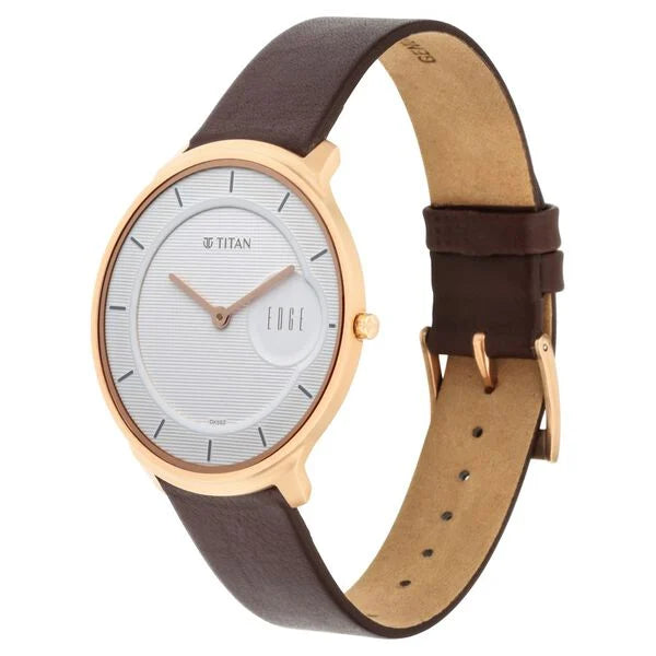 Titan Quartz Analog White Dial Leather Strap Watch for Men 1843wl01