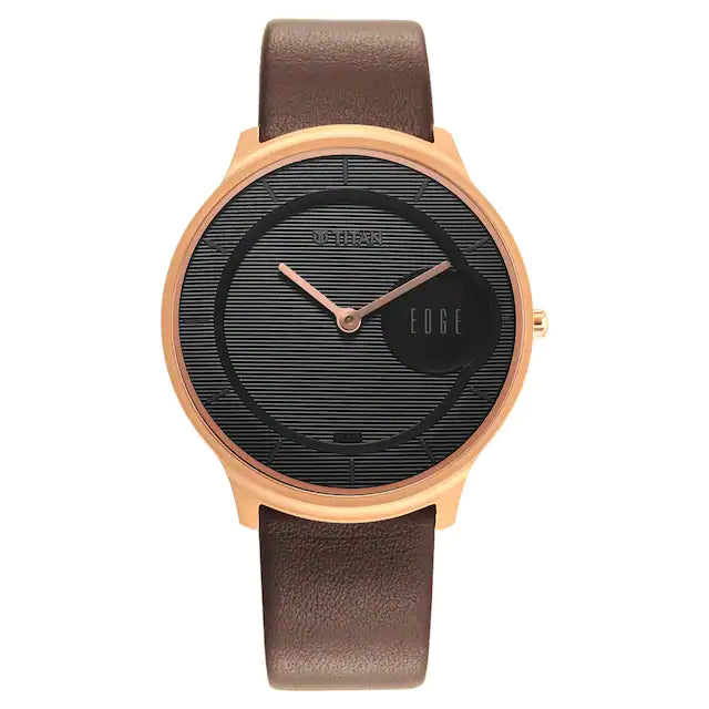 Titan Edge Watch with Silver White Dial & Leather Strap 1843WL03