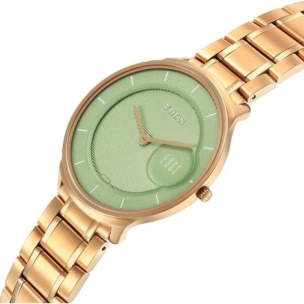 Titan Edge Murals Quartz Analog Green Dial Watch For Men - 1843WM02 - KRISHNA WATCH COMPANY