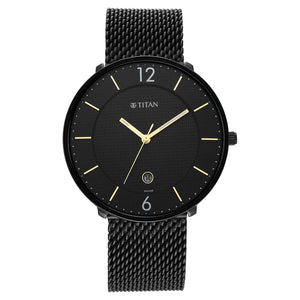 Titan Black & Gold Black Dial Stainless Steel Strap Watch 1849NM02 / NS1849NM02 - KRISHNA WATCH COMPANY