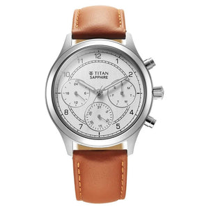 Titan Sapphire Quartz Multifunction White Dial Leather Strap Watch for Men 1874SL05 - KRISHNA WATCH COMPANY