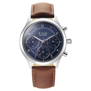 Titan Sapphire Quartz Multifunction Blue Dial Watch for Men - 1874SL06 - KRISHNA WATCH COMPANY
