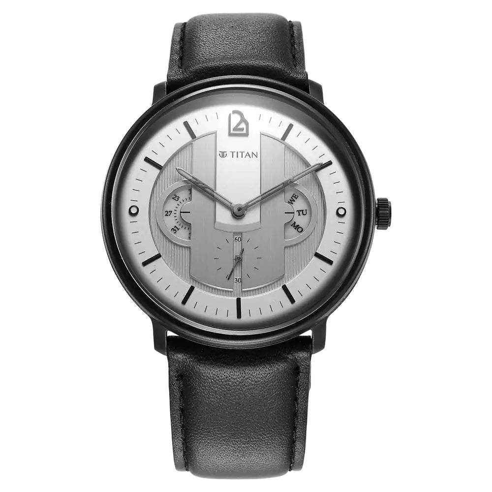 TITAN Quartet Silver Dial Leather Strap Watch - 1882NL01 - KRISHNA WATCH COMPANY