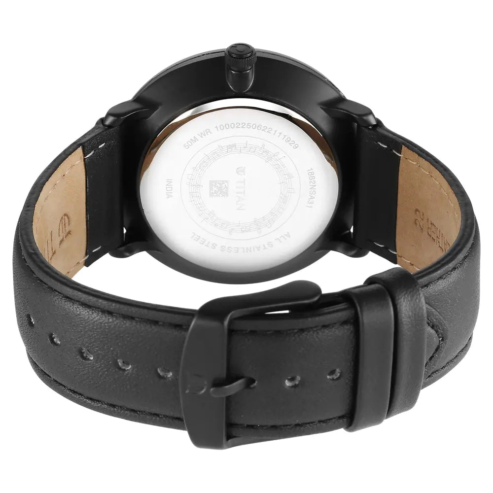 TITAN Quartet Silver Dial Leather Strap Watch 1882NL01