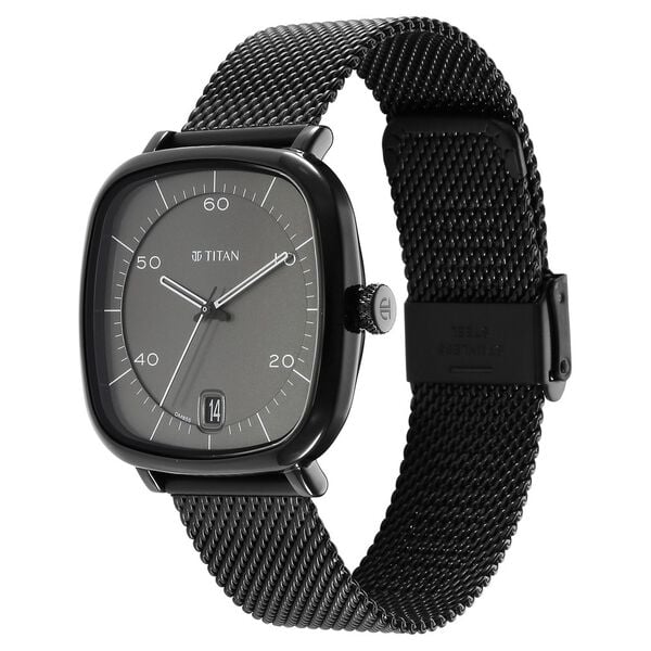 Titan Neo Curve Quartz Analog with Date Anthracite Dial Black Stainless Steel Strap Watch for Men 1885nm01