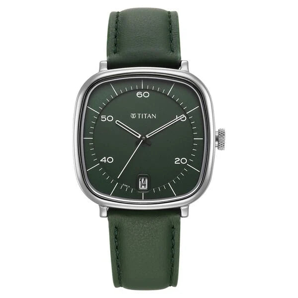 Titan Neo Curve Quartz Analog with Date Green Dial Stainless Steel Strap Watch For Men 1885sl04