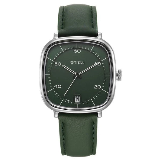 Titan Neo Curve Quartz Analog with Date Green Dial Stainless Steel Strap Watch For Men 1885sl04