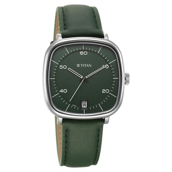 Titan Neo Curve Quartz Analog with Date Green Dial Stainless Steel Strap Watch For Men 1885sl04